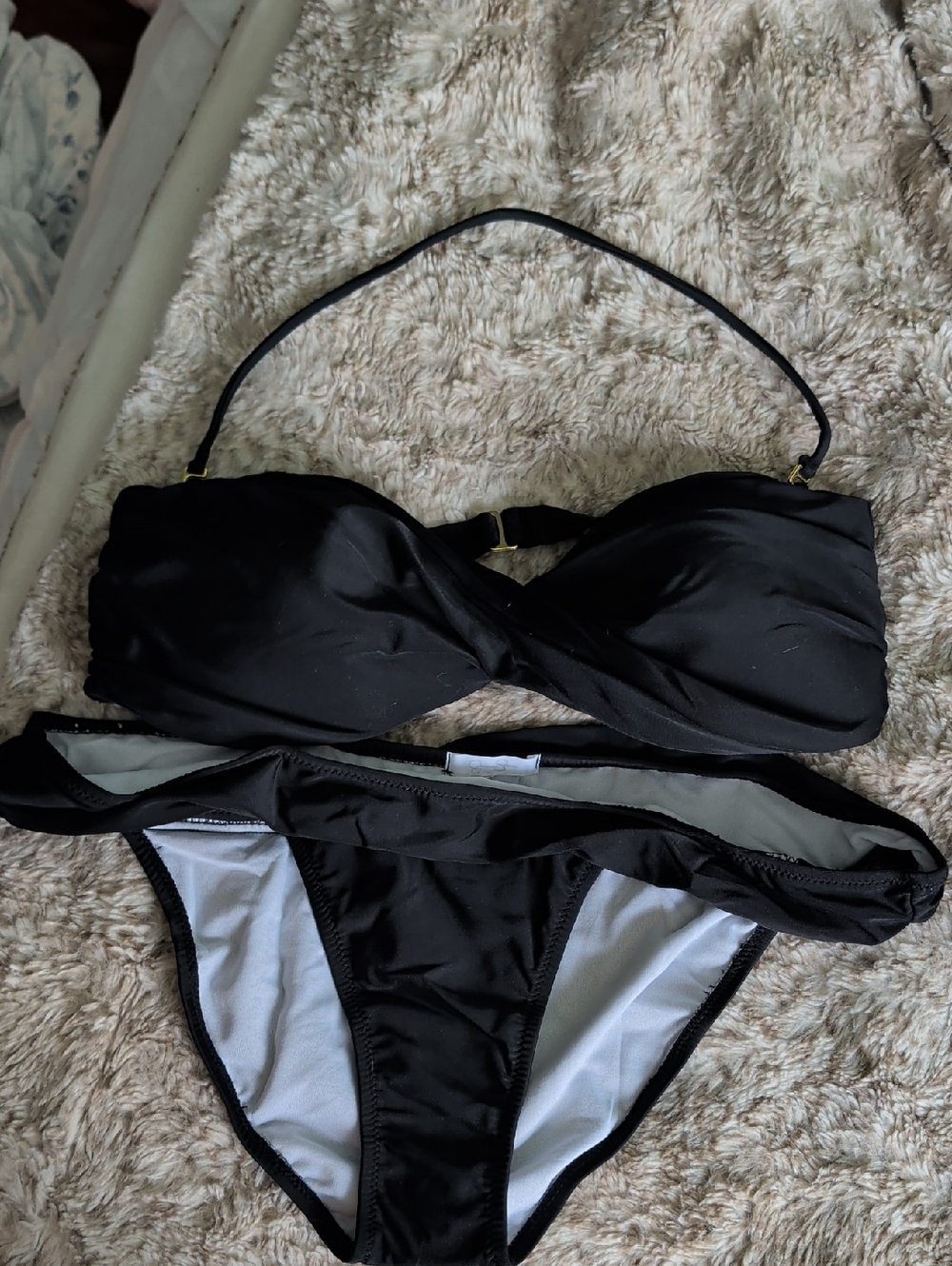 Jessica Simpson Black Bandeau Bikini Top with Twist Detail